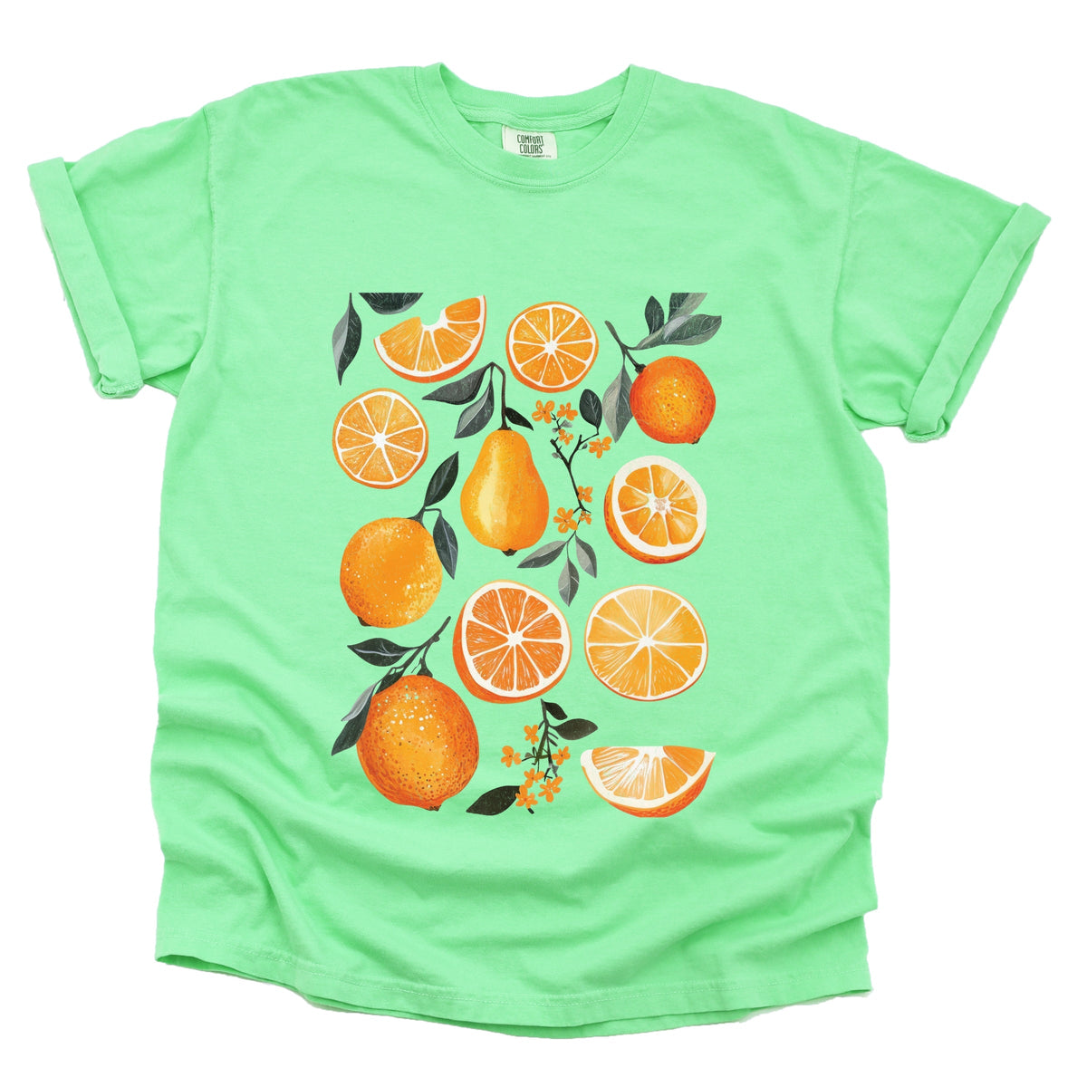 Orange Slice Collage - Women's Garment Dyed Graphic T-Shirt