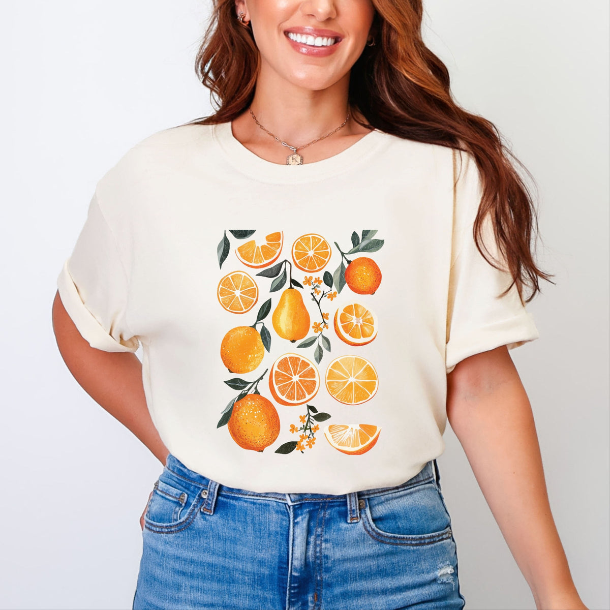 Orange Slice Collage - Women's Garment Dyed Graphic T-Shirt