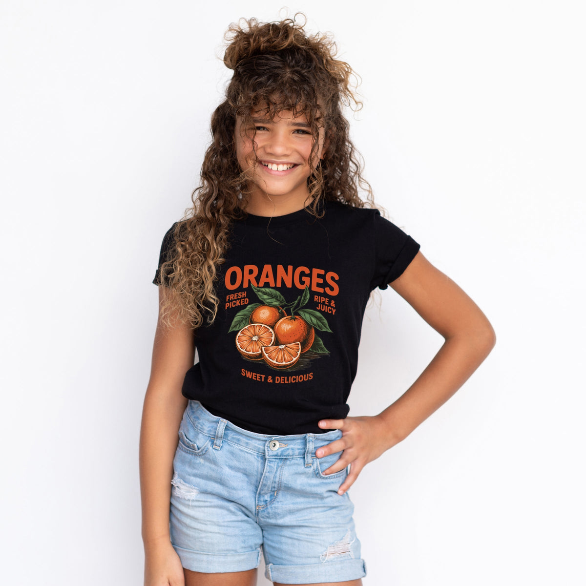 Fresh Picked Oranges Vintage - Youth Short Sleeve Graphic T-Shirt