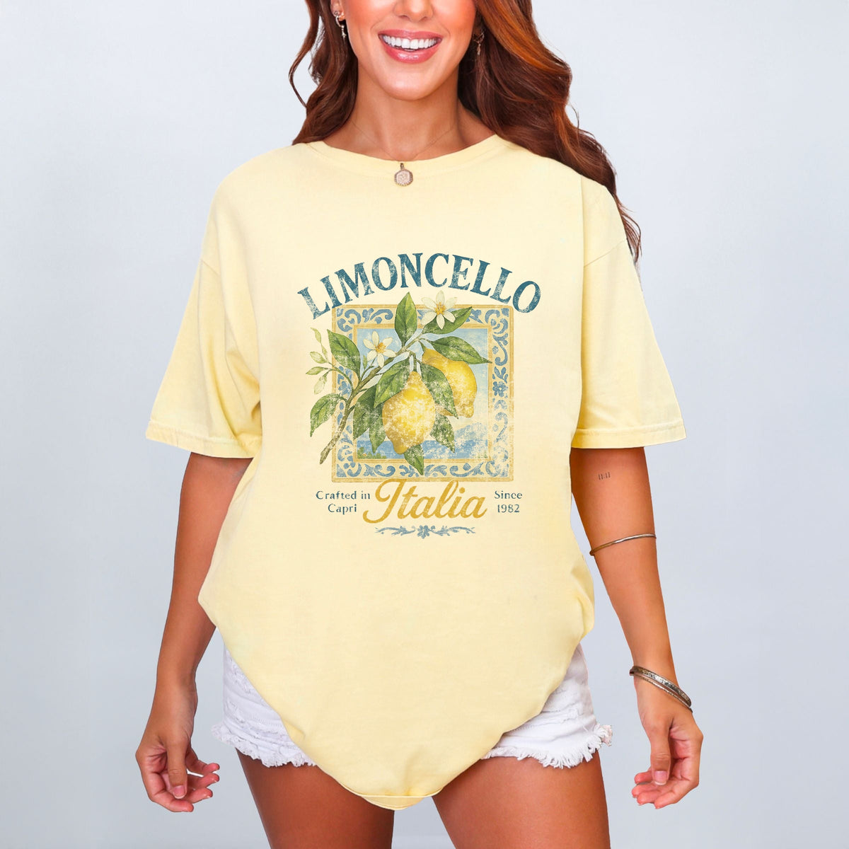 Limoncello Frame - Women's Garment Dyed Graphic T-Shirt