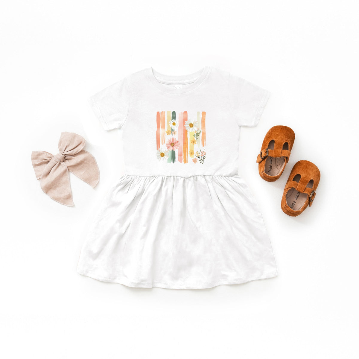 Daisies Stripes Faux Paint - Infant Dress