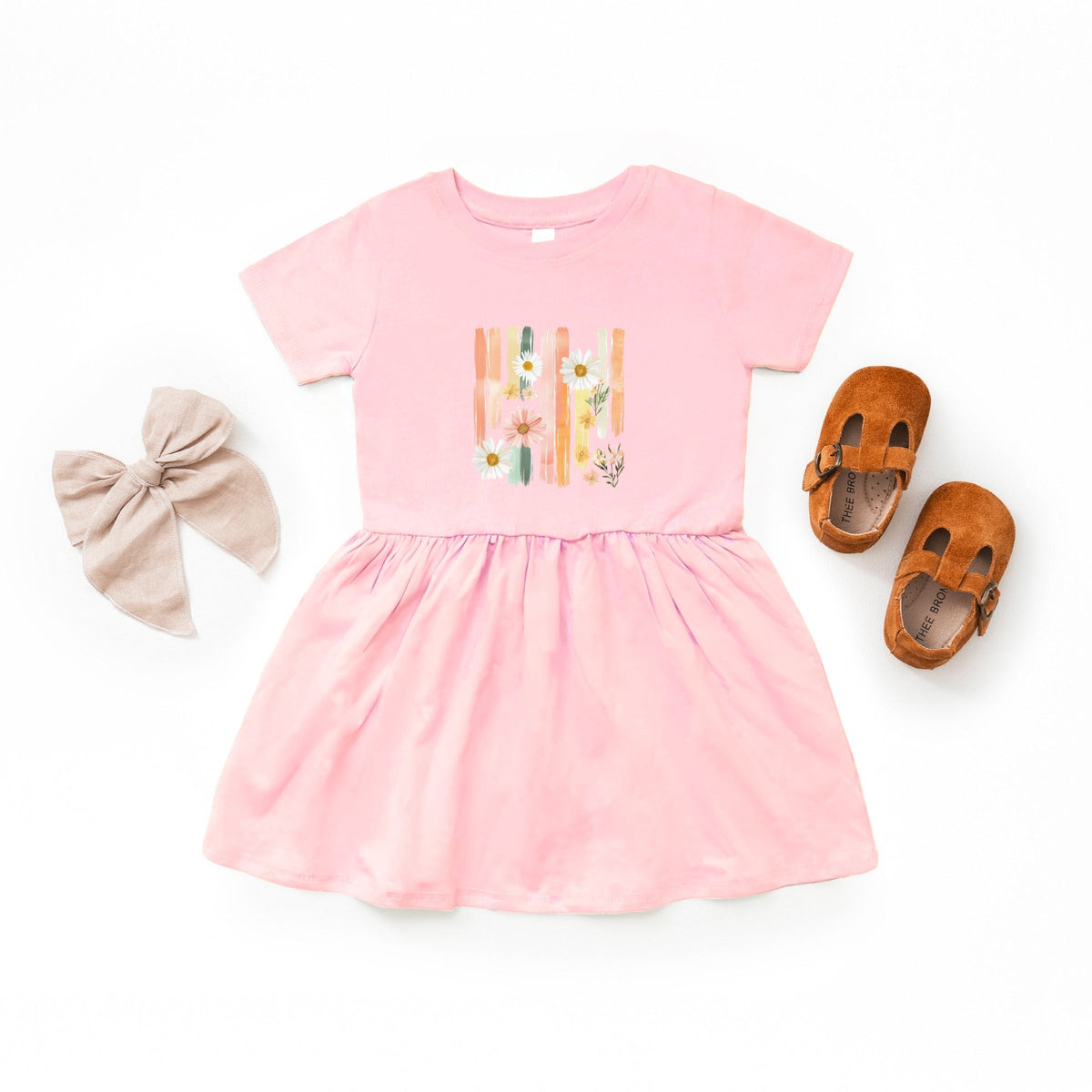 Daisies Stripes Faux Paint - Infant Dress