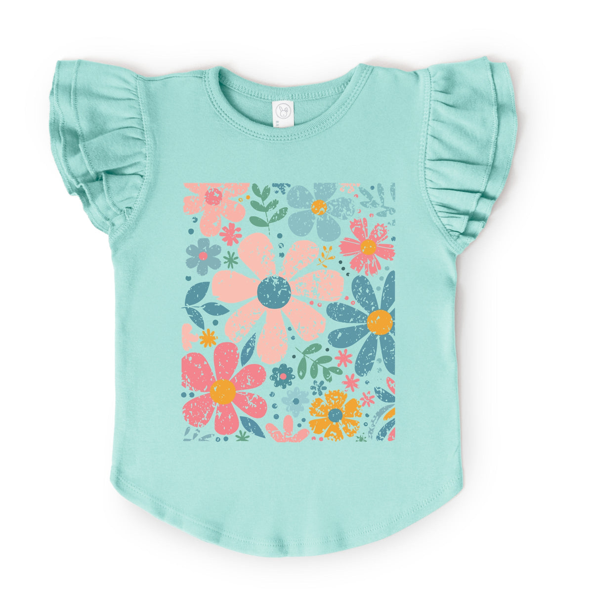 Pastel Flowers Collage - Flutter Sleeve Graphic T-Shirt