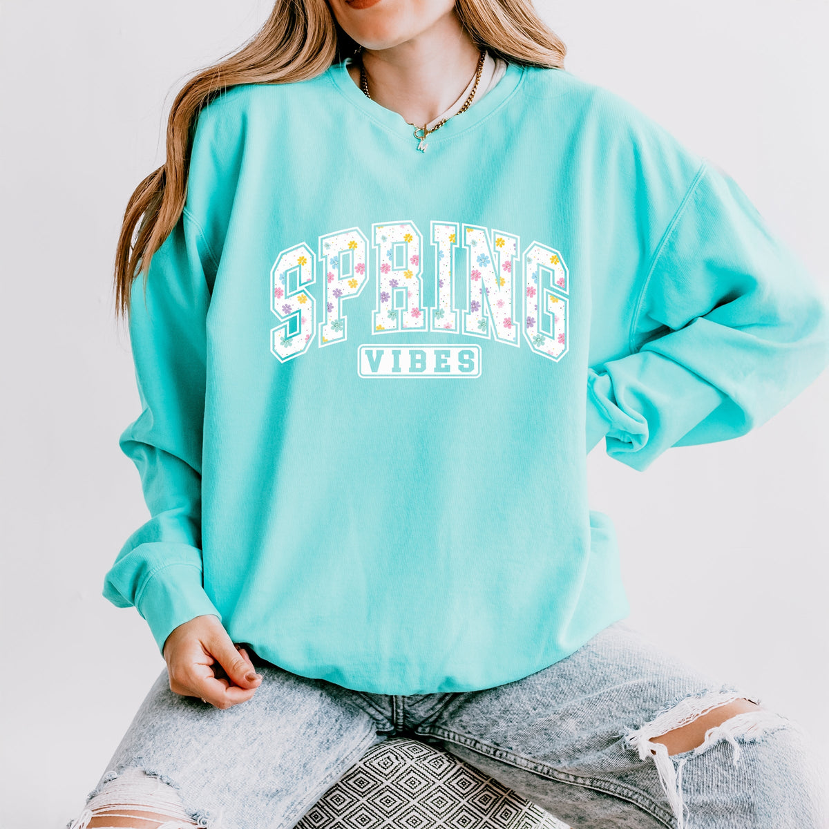 Spring Vibes Varsity - Women's Lightweight Garment Dyed Sweatshirt
