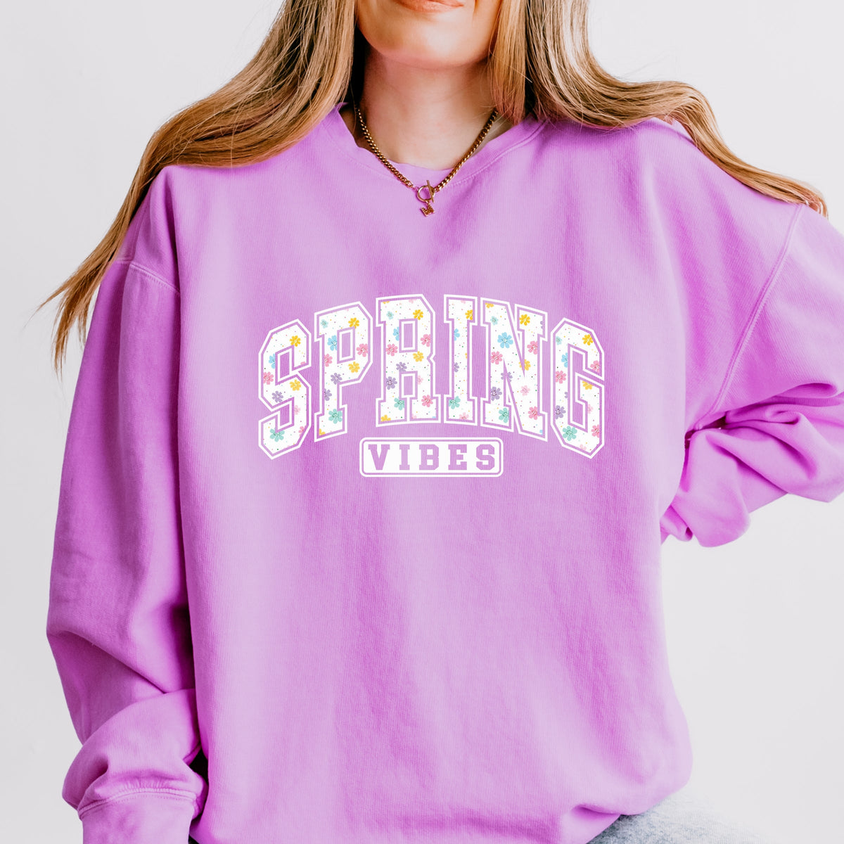 Spring Vibes Varsity - Women's Lightweight Garment Dyed Sweatshirt