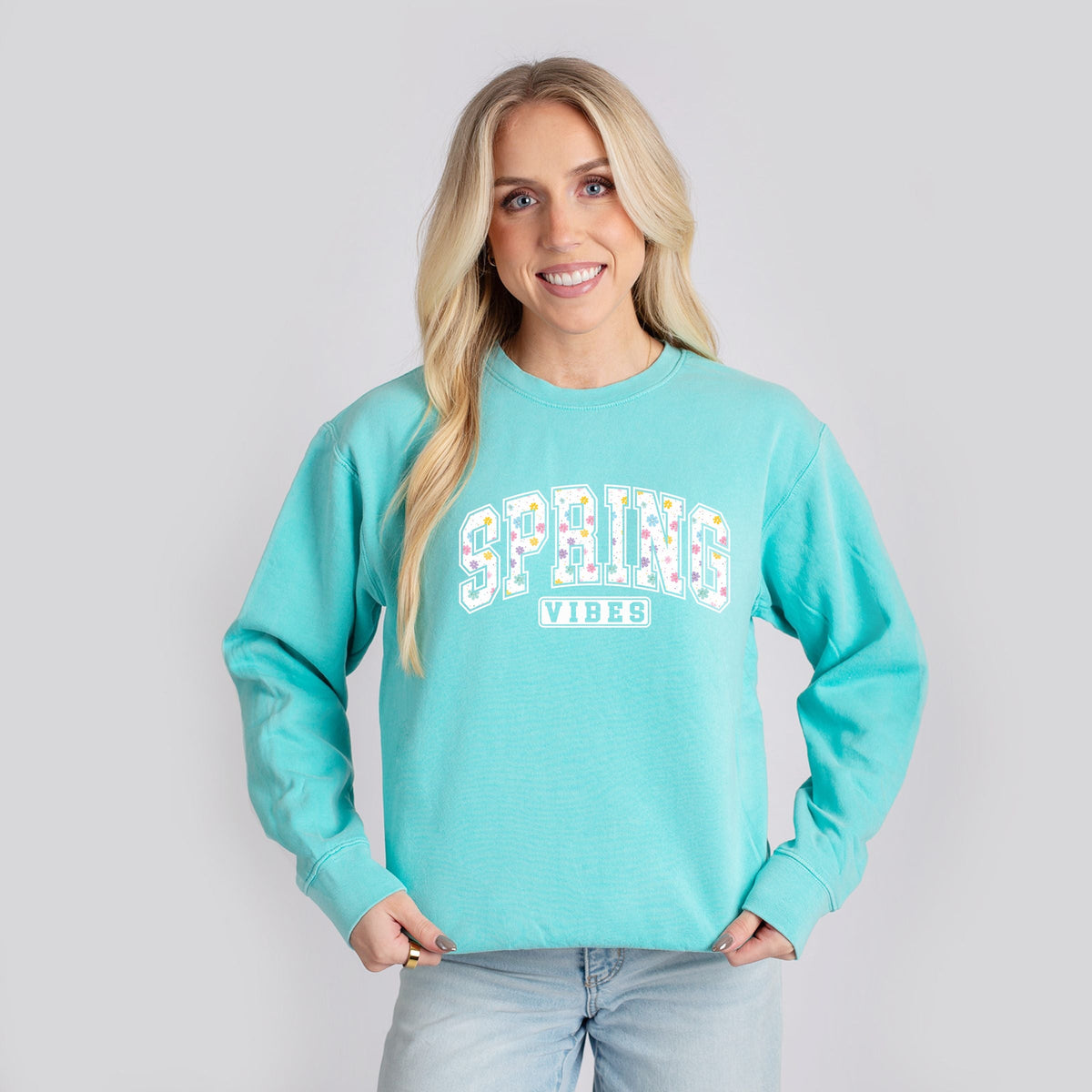 Spring Vibes Varsity - Women's Lightweight Garment Dyed Sweatshirt