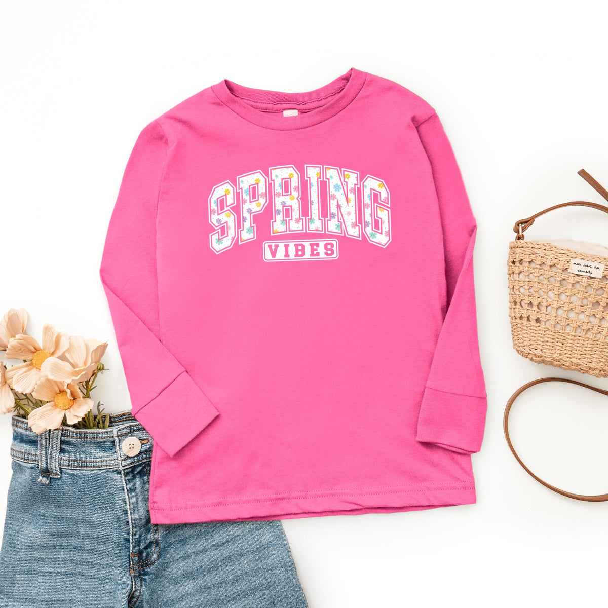 Spring Vibes Varsity - Youth Long Sleeve Graphic T-Shirt