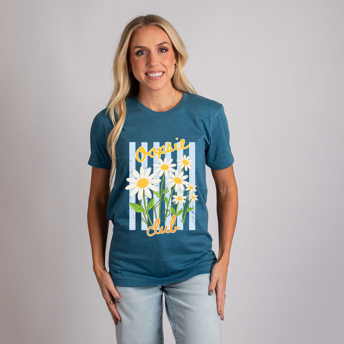 Oopsie Daisy Club Stripes - Women's Short Sleeve Graphic T-Shirt