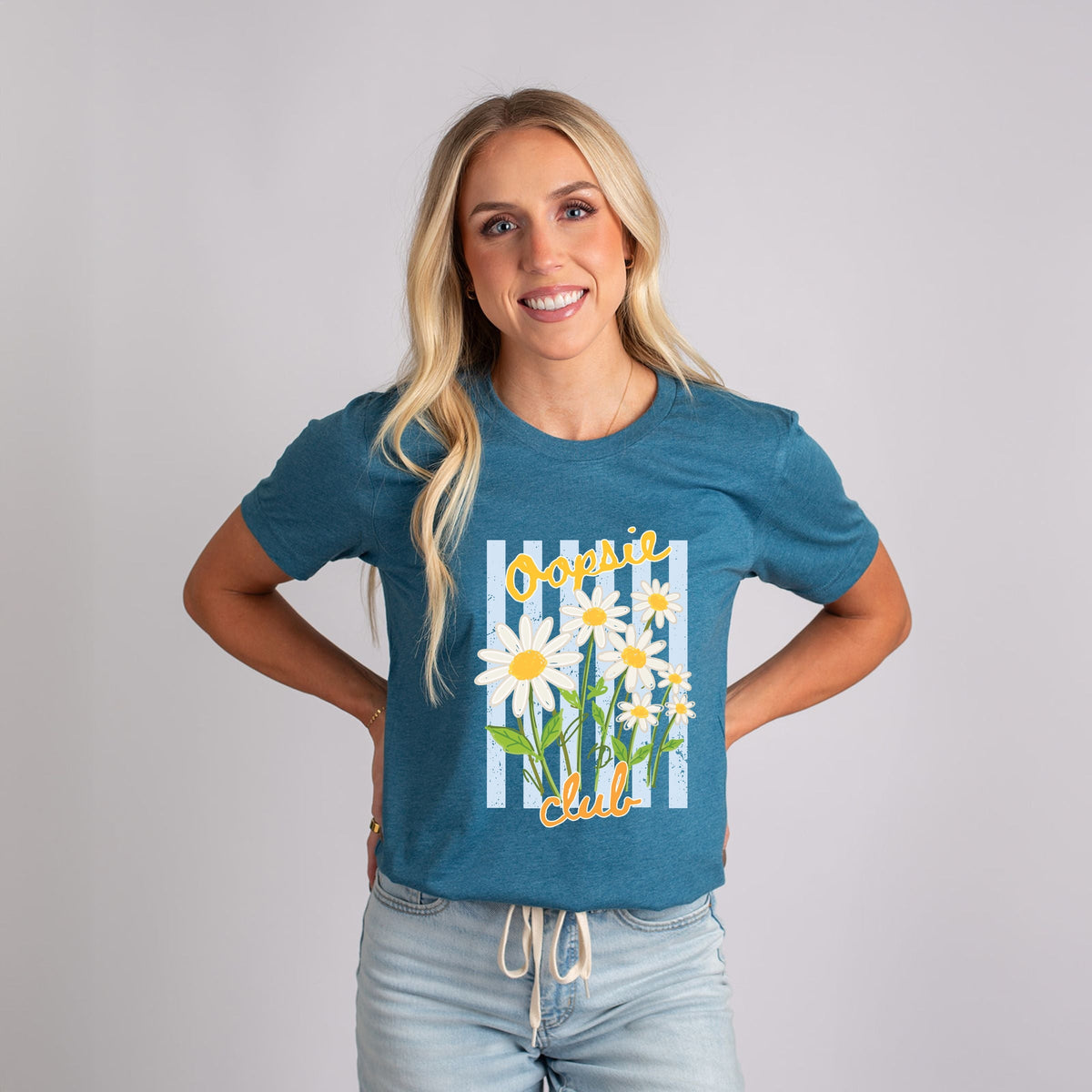 Oopsie Daisy Club Stripes - Women's Short Sleeve Graphic T-Shirt