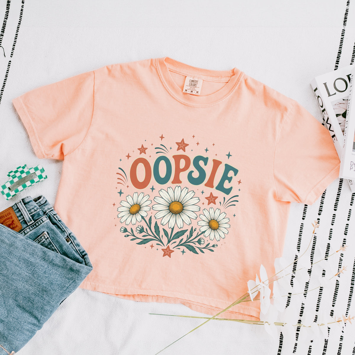 Oopsie Daisy Stars - Women's Boxy Crop Top Graphic T-Shirt