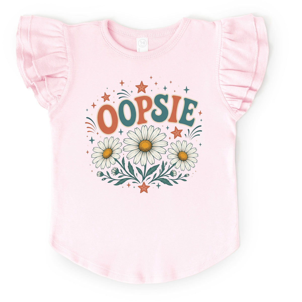 Oopsie Daisy Stars - Girl's Flutter Sleeve Graphic T-Shirt
