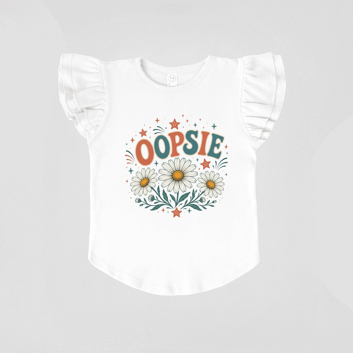 Oopsie Daisy Stars - Girl's Flutter Sleeve Graphic T-Shirt