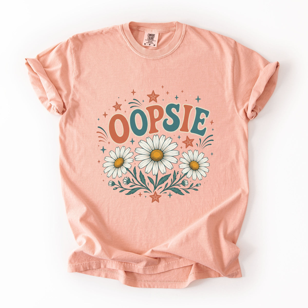 Oopsie Daisy Stars - Women's Garment Dyed Graphic T-Shirt