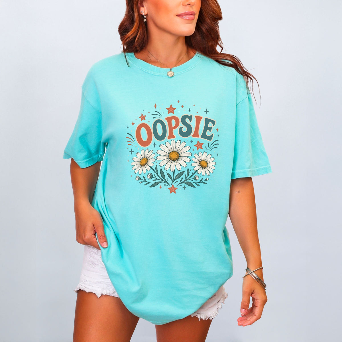 Oopsie Daisy Stars - Women's Garment Dyed Graphic T-Shirt