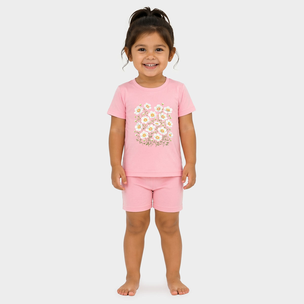 Watercolor Daisies - Toddler Crew Shorts Set
