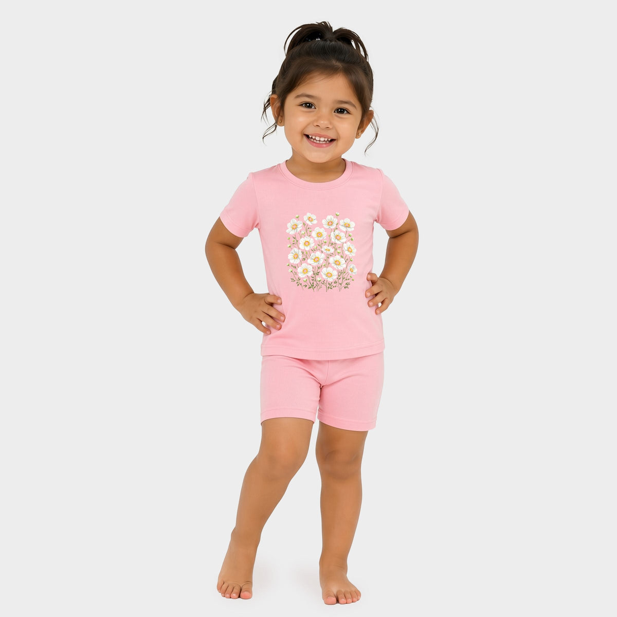 Watercolor Daisies - Toddler Crew Shorts Set