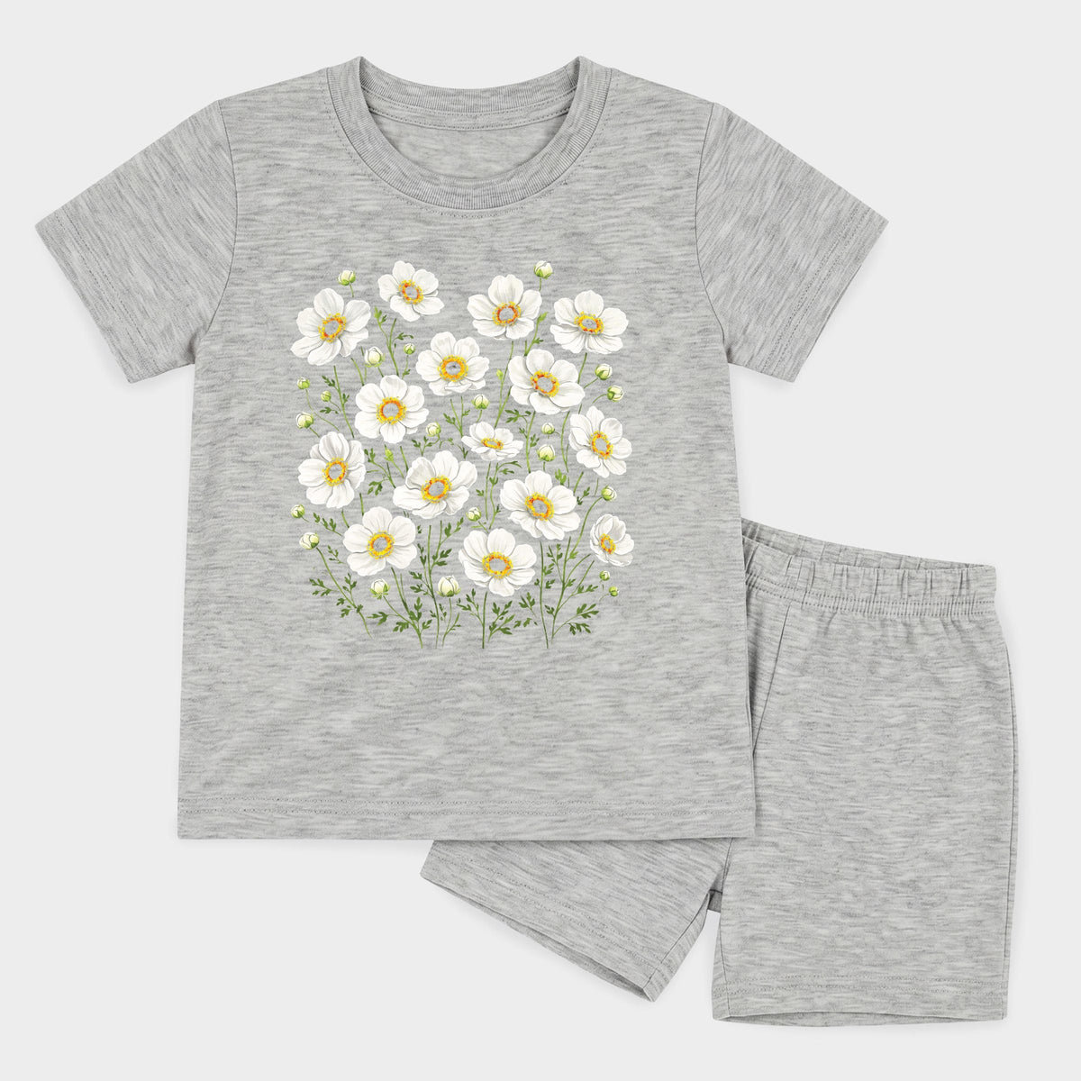 Watercolor Daisies - Toddler Crew Shorts Set