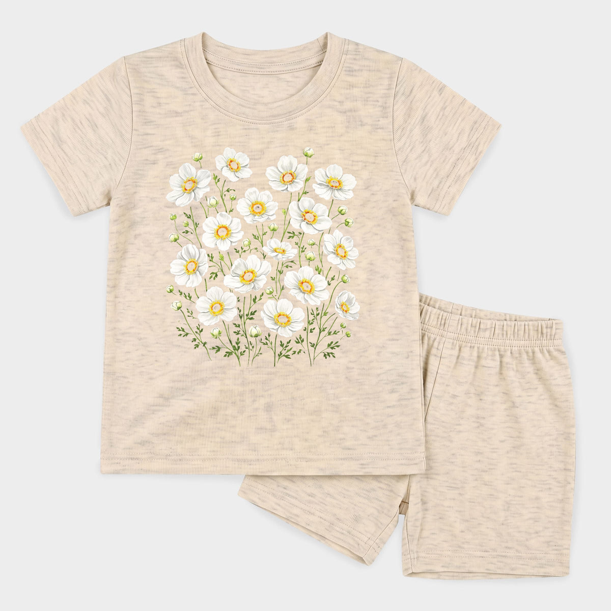Watercolor Daisies - Toddler Crew Shorts Set
