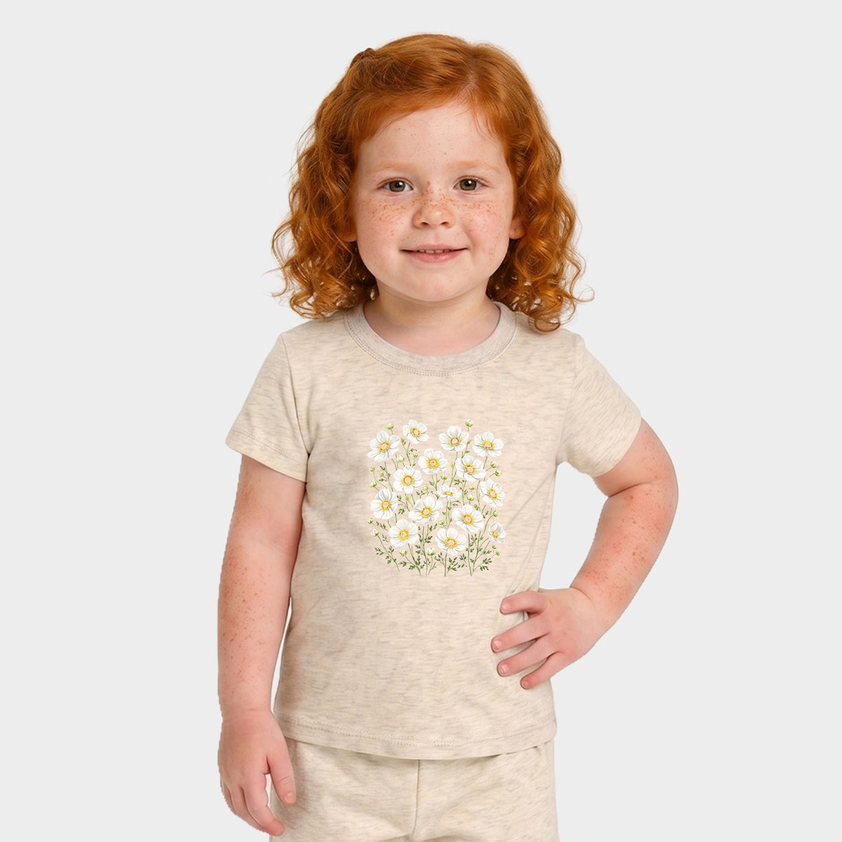 Watercolor Daisies - Toddler Crew Shorts Set