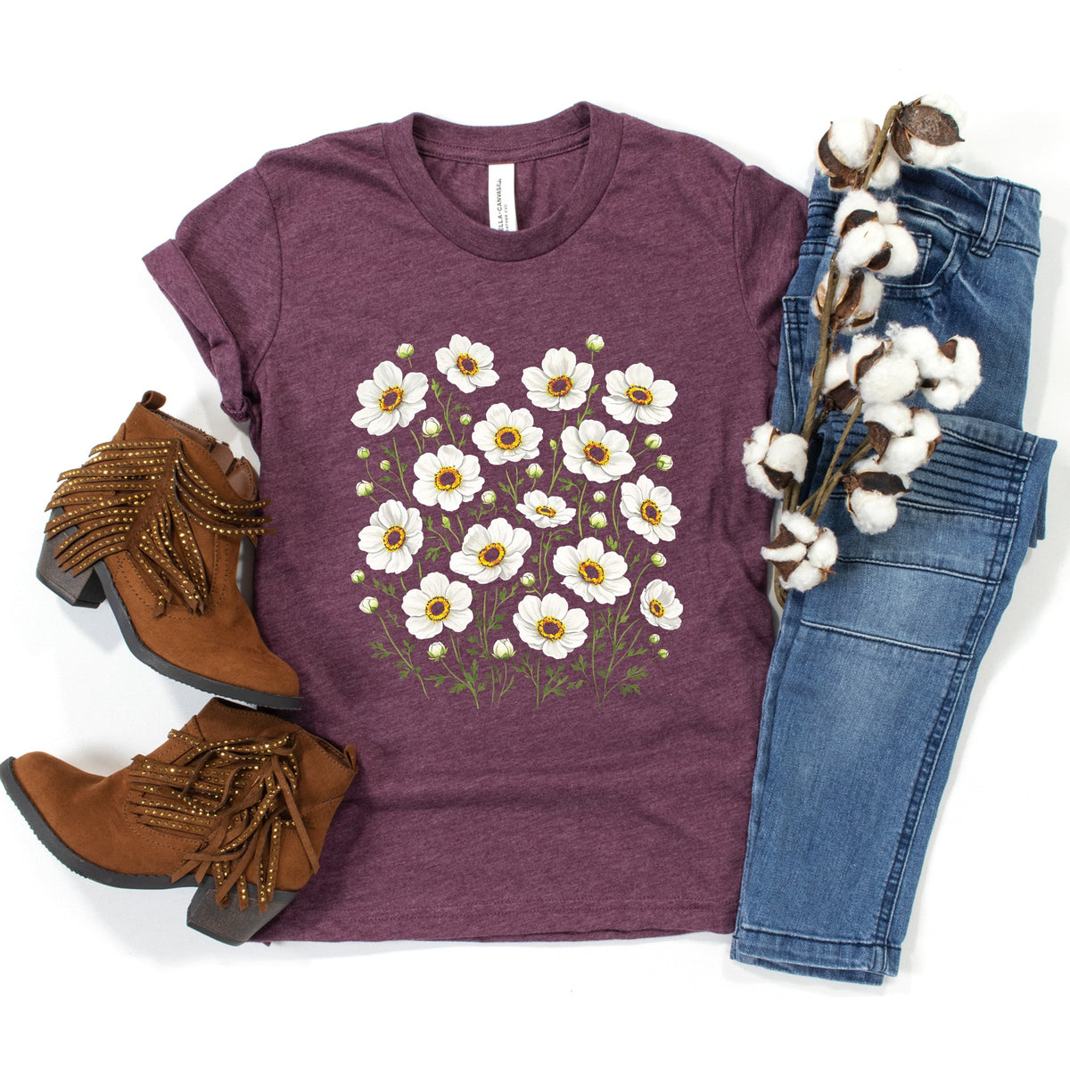 Watercolor Daisies - Youth Short Sleeve Graphic T-Shirt