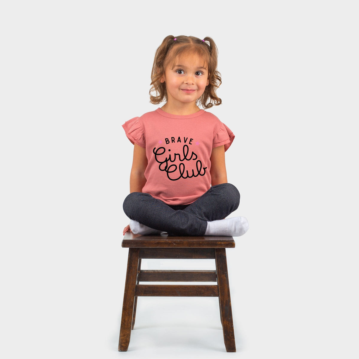 Brave Girls Club Cursive - Girl's Flutter Sleeve Graphic T-Shirt