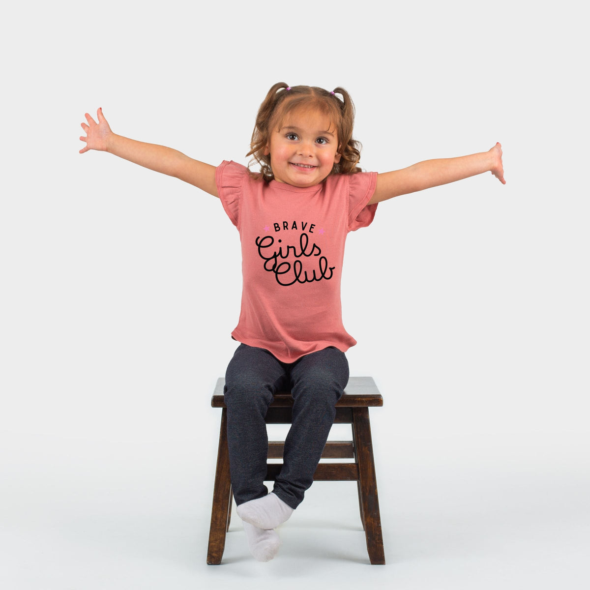 Brave Girls Club Cursive - Girl's Flutter Sleeve Graphic T-Shirt