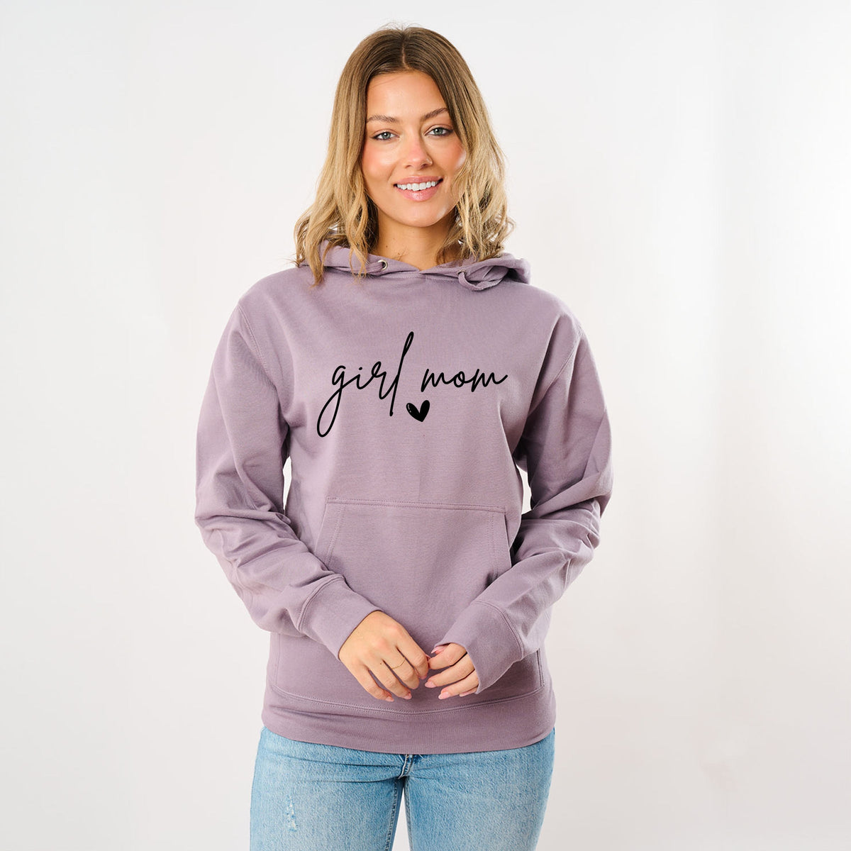 Girl Mom Cursive Heart - Women's Graphic Hoodie