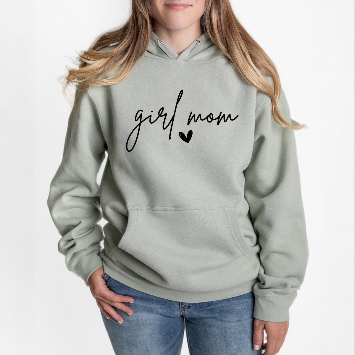 Girl Mom Cursive Heart - Women's Graphic Hoodie