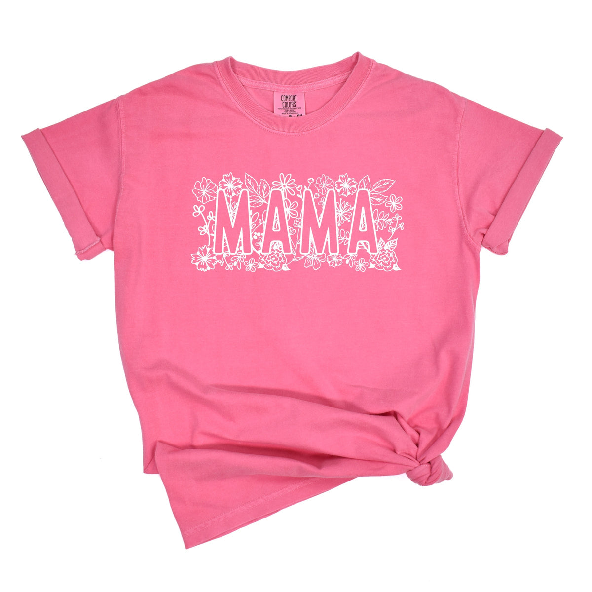 Mama Bold Flowers - Women's Garment Dyed Graphic T-Shirt
