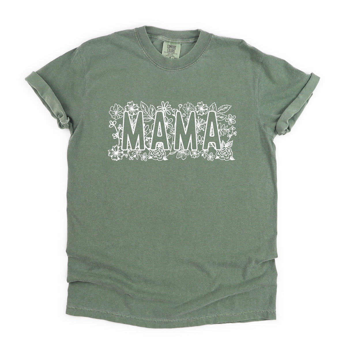 Mama Bold Flowers - Women's Garment Dyed Graphic T-Shirt