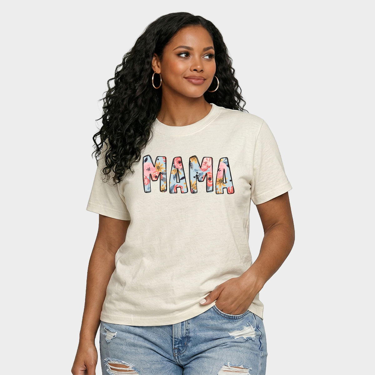 Mama Summer Floral - Women's Relaxed Boxy Tee