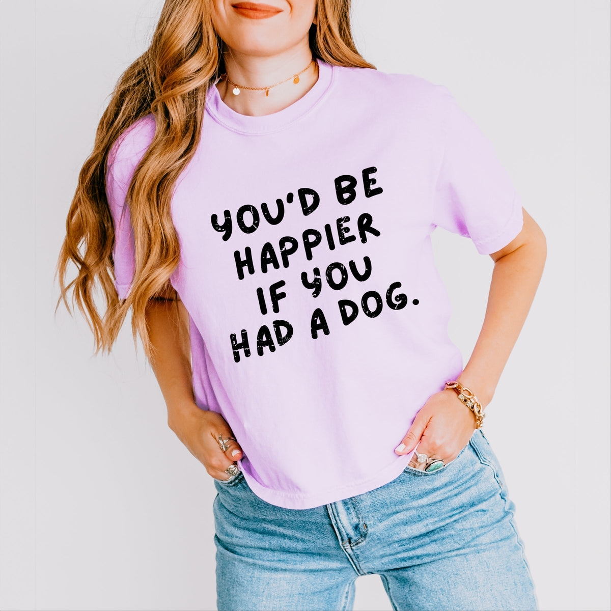 You'd Be Happier If You Had A Dog - Women's Boxy Crop Top Graphic T-Shirt