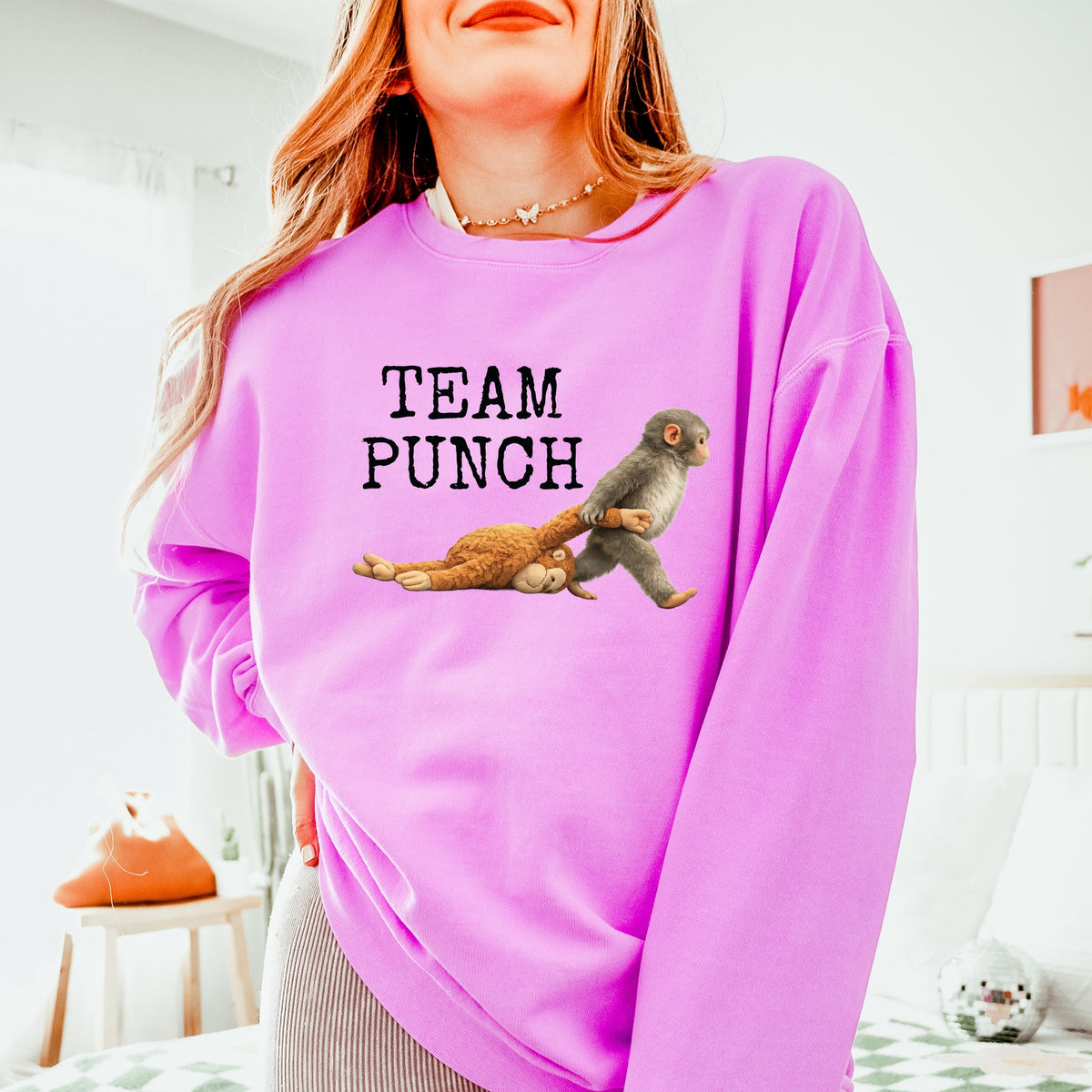 Team Punch Typewriter Black - Women's Lightweight Garment Dyed Sweatshirt
