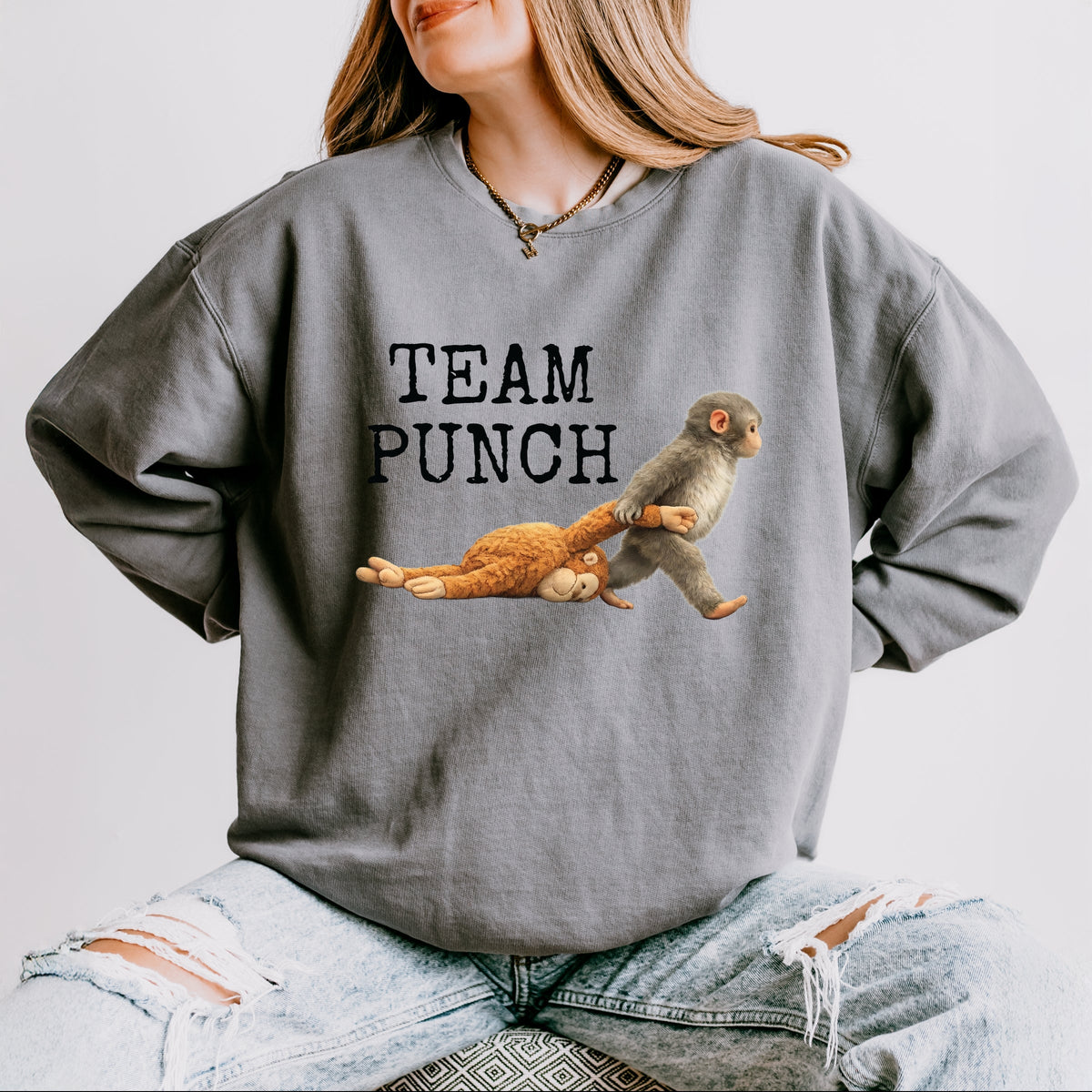 Team Punch Typewriter Black - Women's Lightweight Garment Dyed Sweatshirt