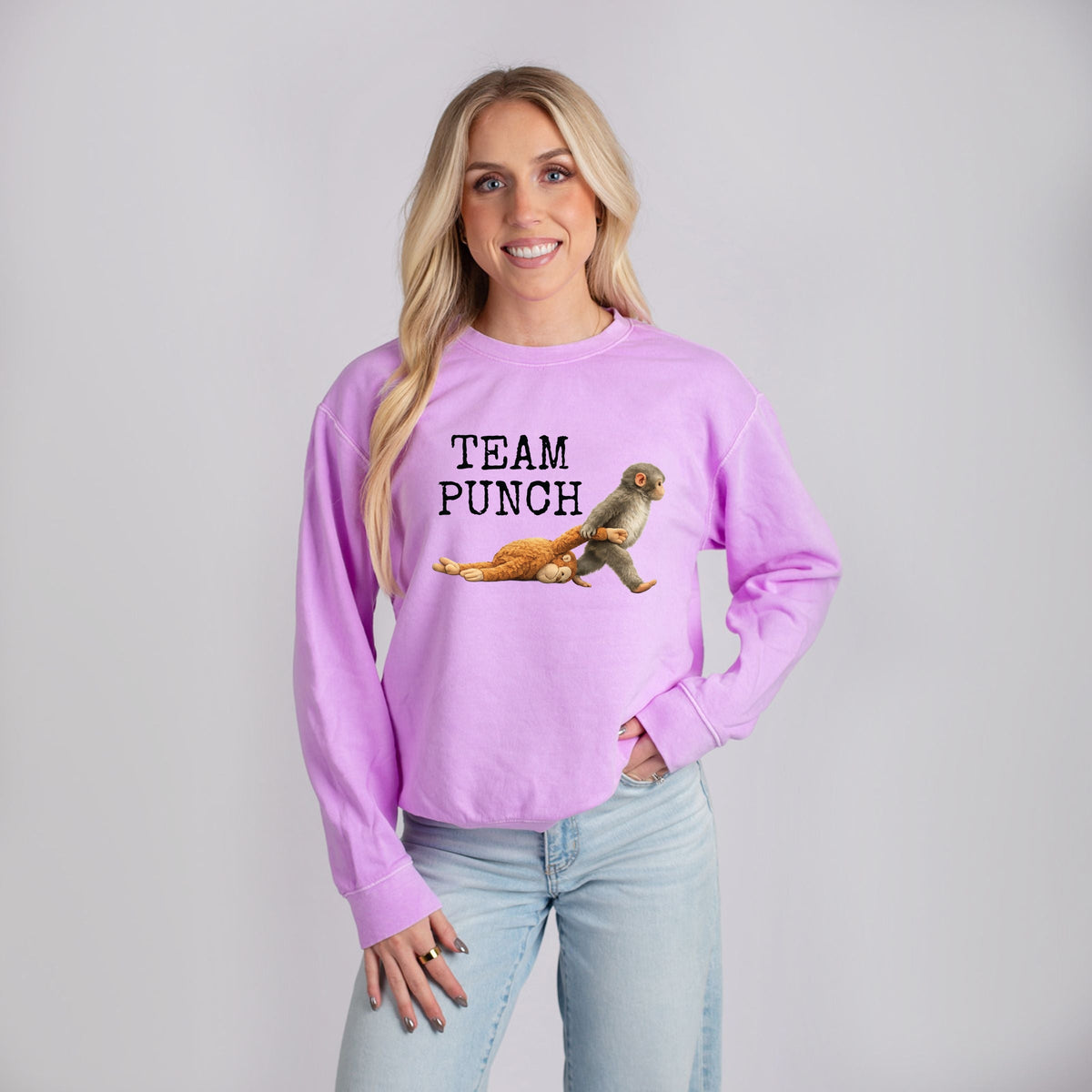 Team Punch Typewriter Black - Women's Lightweight Garment Dyed Sweatshirt