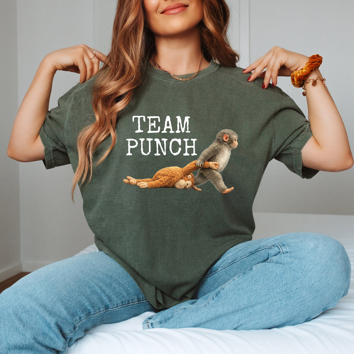 Team Punch Typewriter White - Women's Garment Dyed Graphic T-Shirt