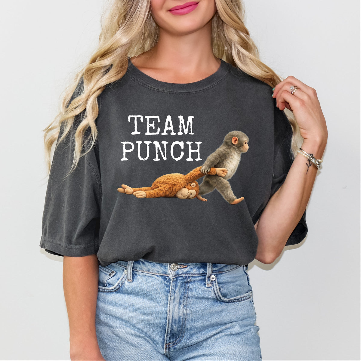 Team Punch Typewriter White - Women's Garment Dyed Graphic T-Shirt