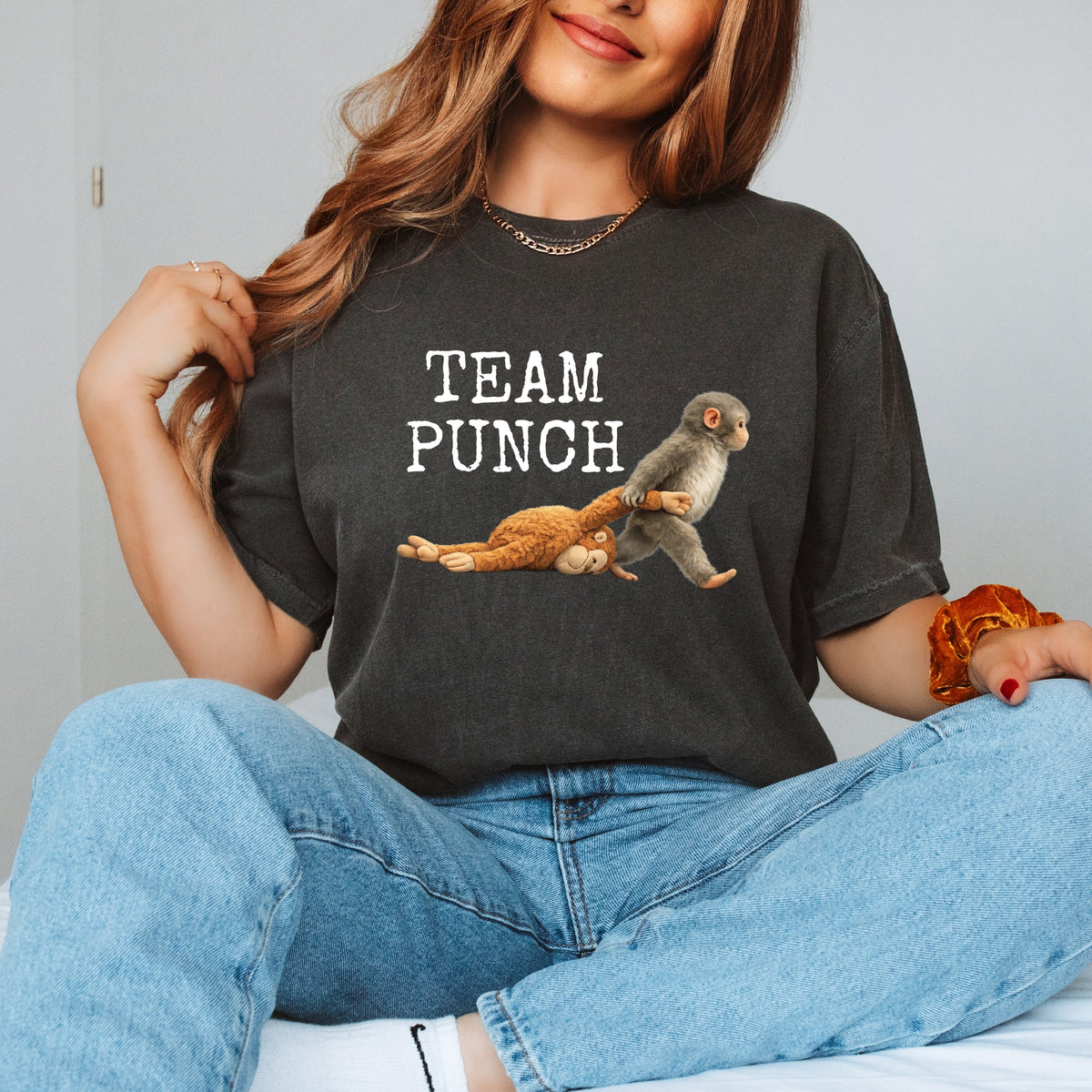 Team Punch Typewriter White - Women's Garment Dyed Graphic T-Shirt
