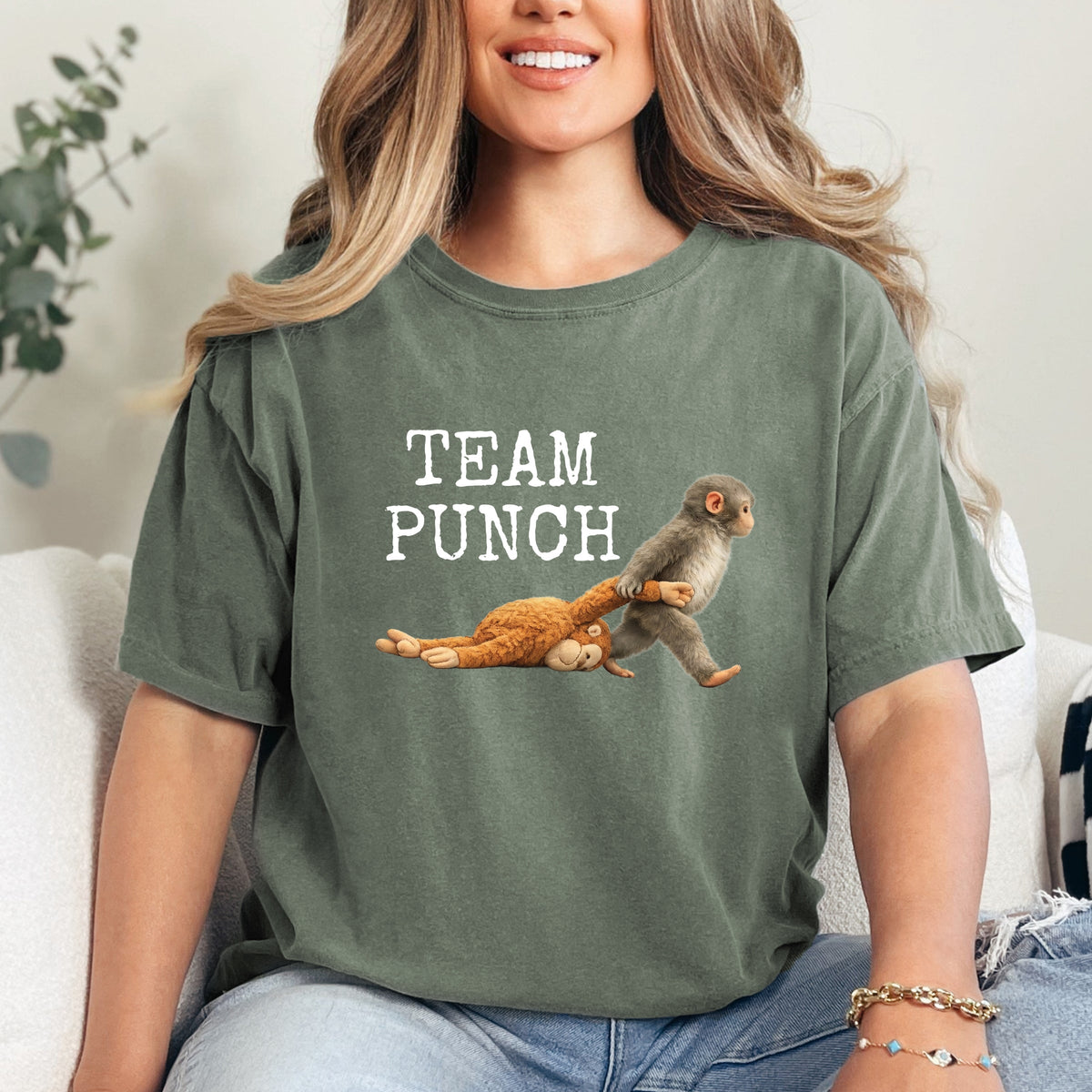 Team Punch Typewriter White - Women's Garment Dyed Graphic T-Shirt