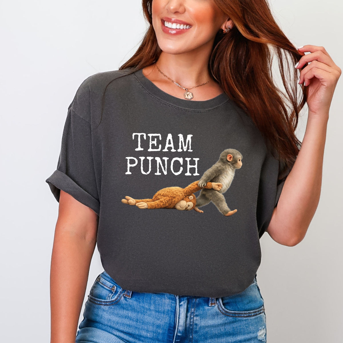 Team Punch Typewriter White - Women's Garment Dyed Graphic T-Shirt