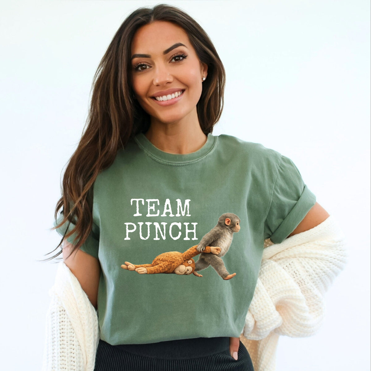 Team Punch Typewriter White - Women's Garment Dyed Graphic T-Shirt