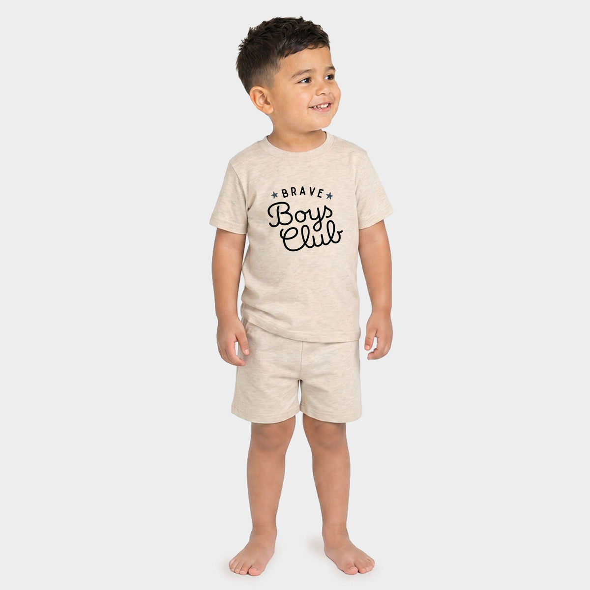 Brave Boys Club Cursive - Toddler Crew Shorts Set