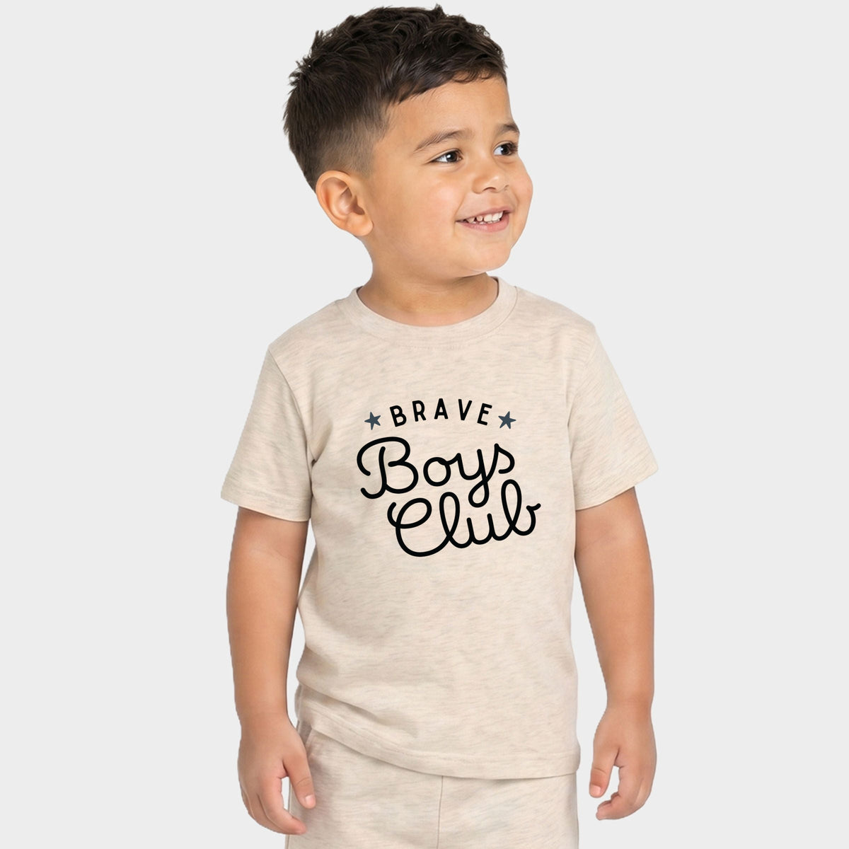 Brave Boys Club Cursive - Toddler Crew Shorts Set