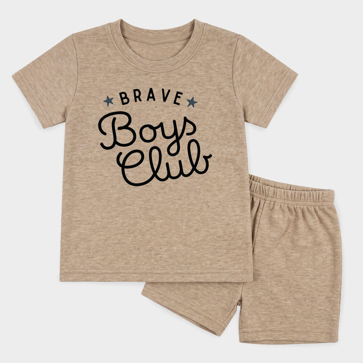 Brave Boys Club Cursive - Toddler Crew Shorts Set