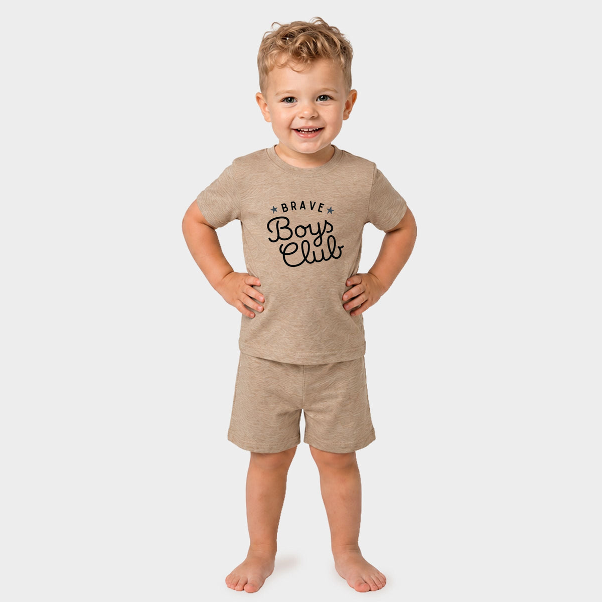 Brave Boys Club Cursive - Toddler Crew Shorts Set