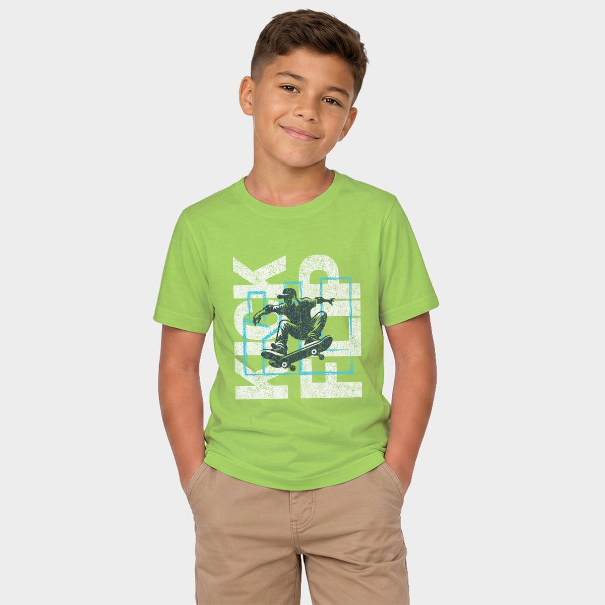 Kickflip Skateboarder - Youth Short Sleeve Graphic T-Shirt
