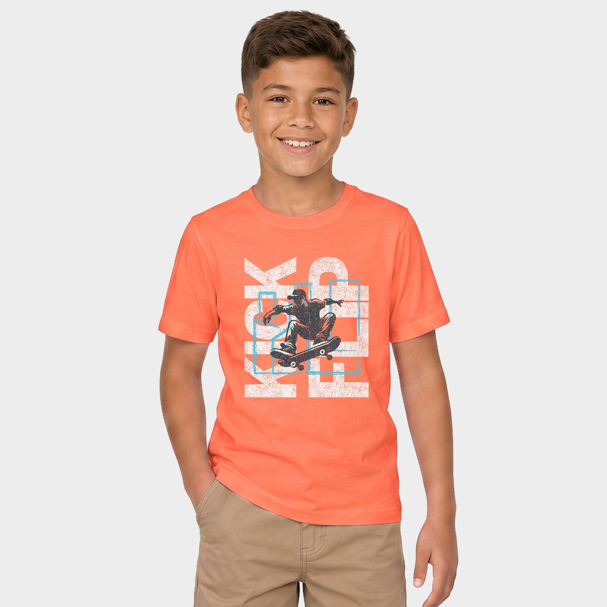 Kickflip Skateboarder - Youth Short Sleeve Graphic T-Shirt