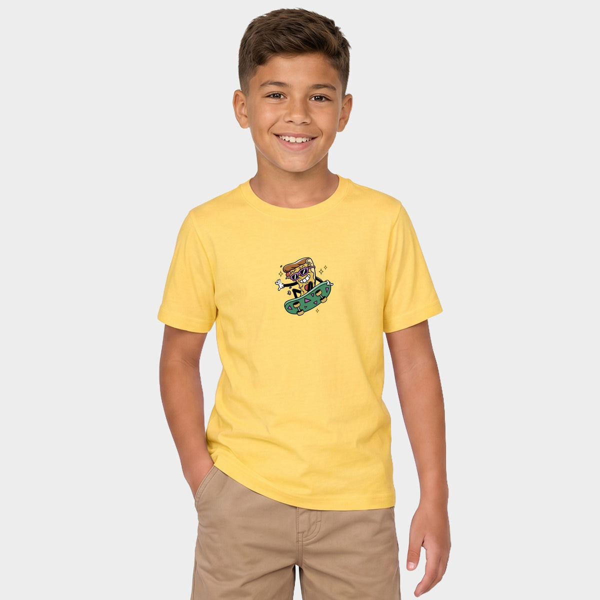 Skateboarding Pizza - Youth Short Sleeve Graphic T-Shirt