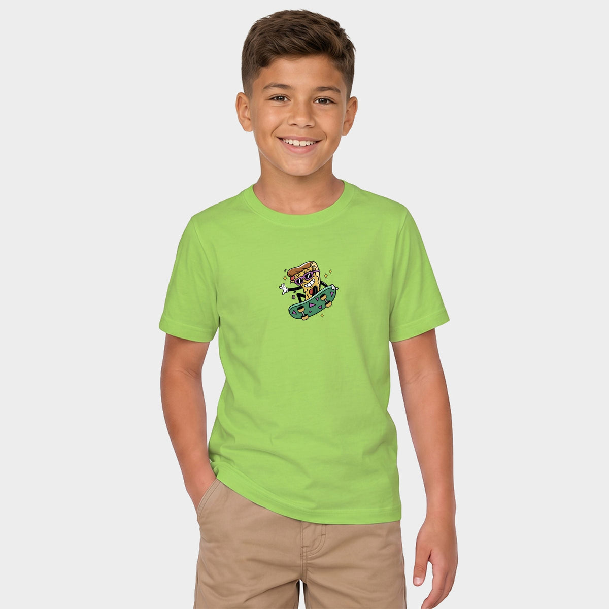 Skateboarding Pizza - Youth Short Sleeve Graphic T-Shirt