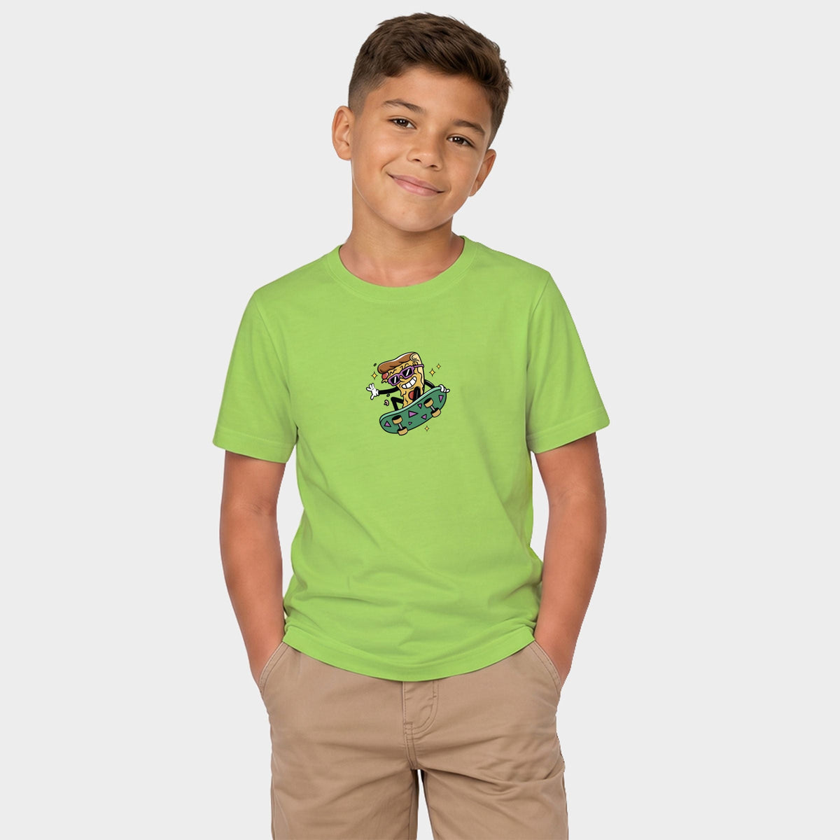 Skateboarding Pizza - Youth Short Sleeve Graphic T-Shirt